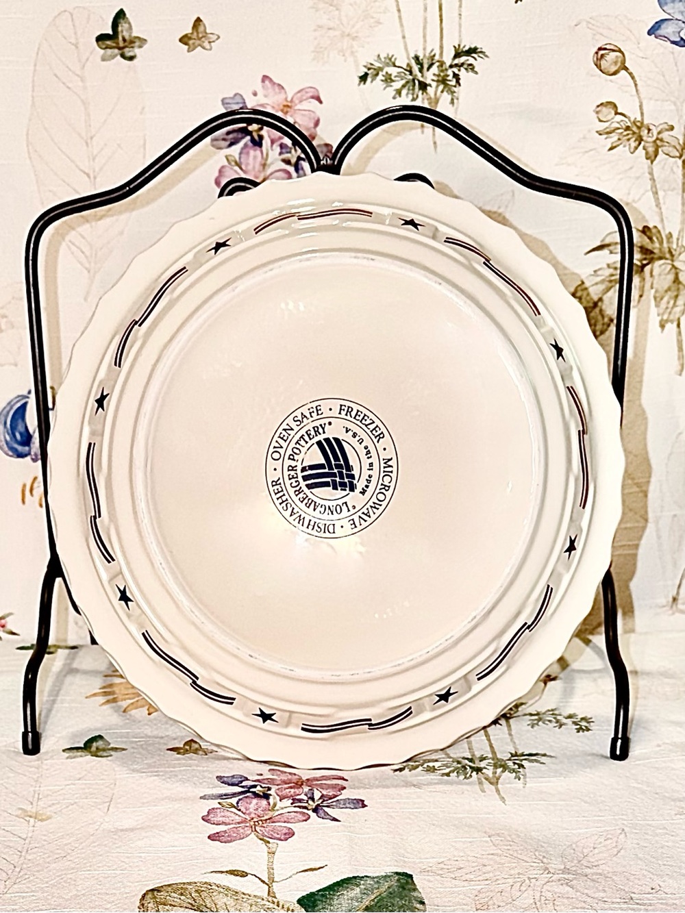 Longaberger Pottery ALL-AMERICAN 🎆🇺🇸🎆 Pie Plate - Picture 2 of 10